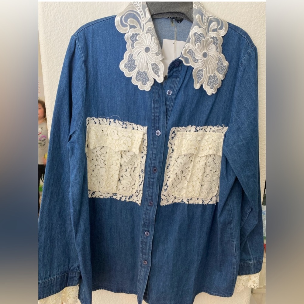 Beautiful Denim & Lace Shirt